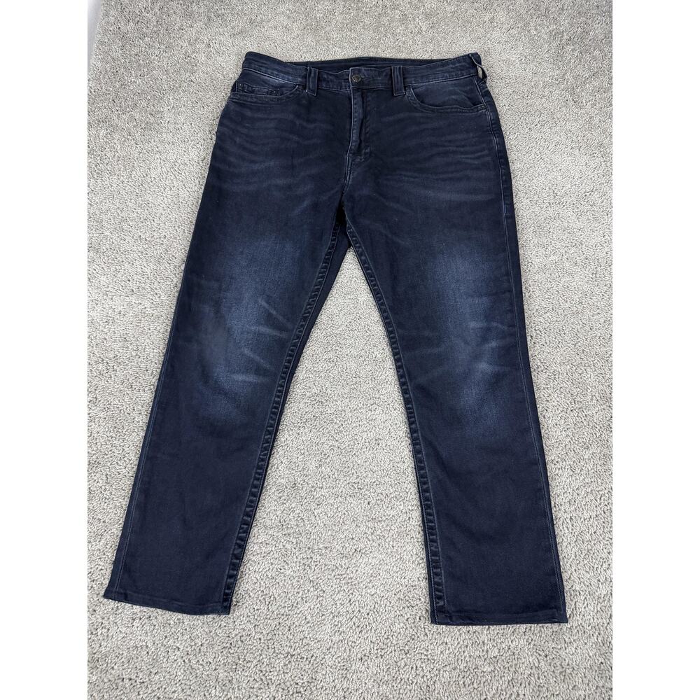 True Religion Jeans Mens 36 Blue Logan Relaxed Taper Dark Wash Denim Stretch